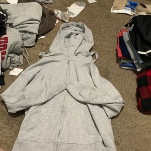 grey zip up jacket hooded